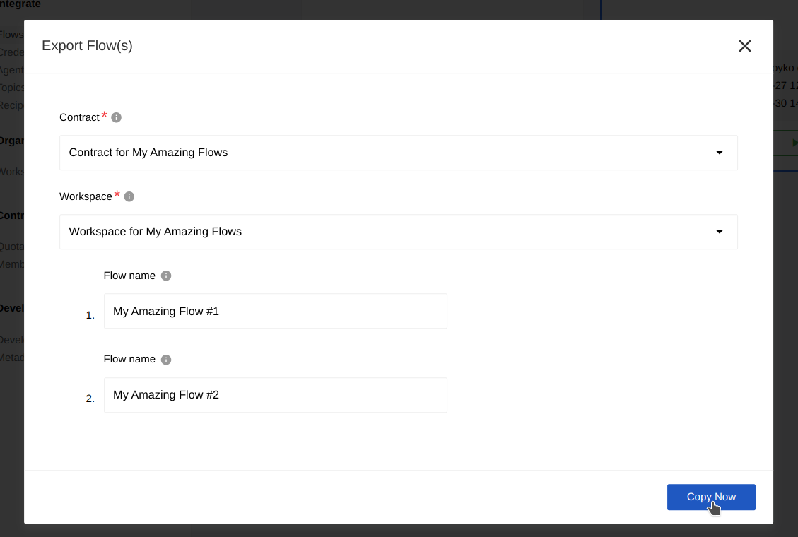 Select destination for multiple flows