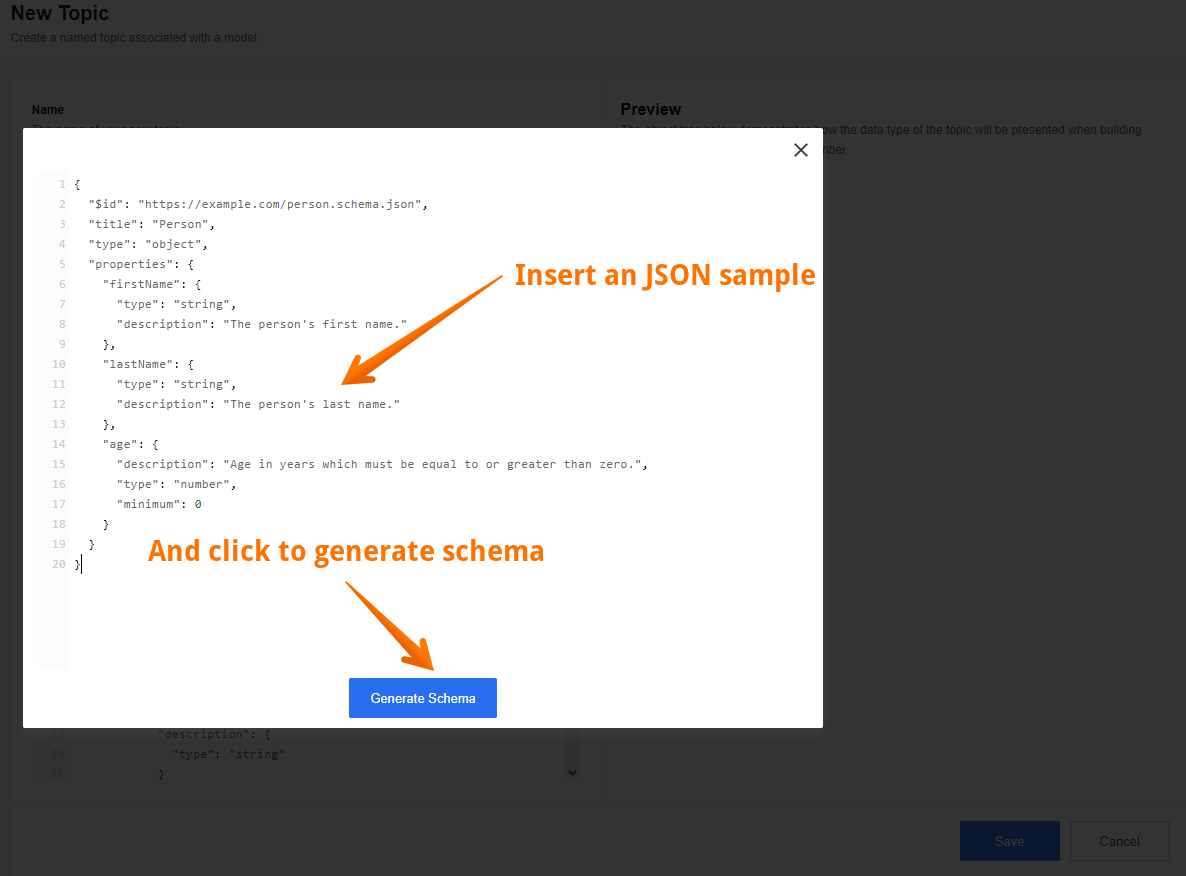 Insert JSON sample