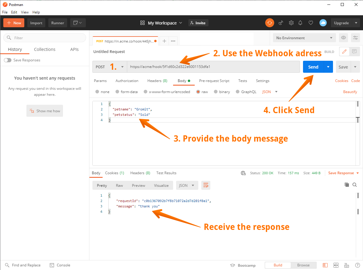 Sending data using Postman