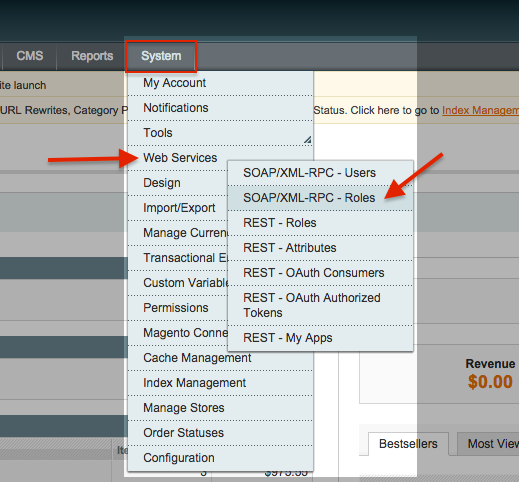 Navigate to SOAP/XML-RPC - Roles