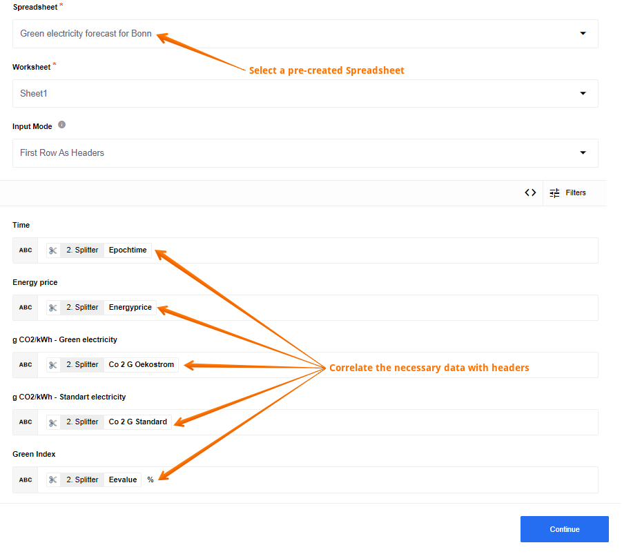 Configure Spreadsheet