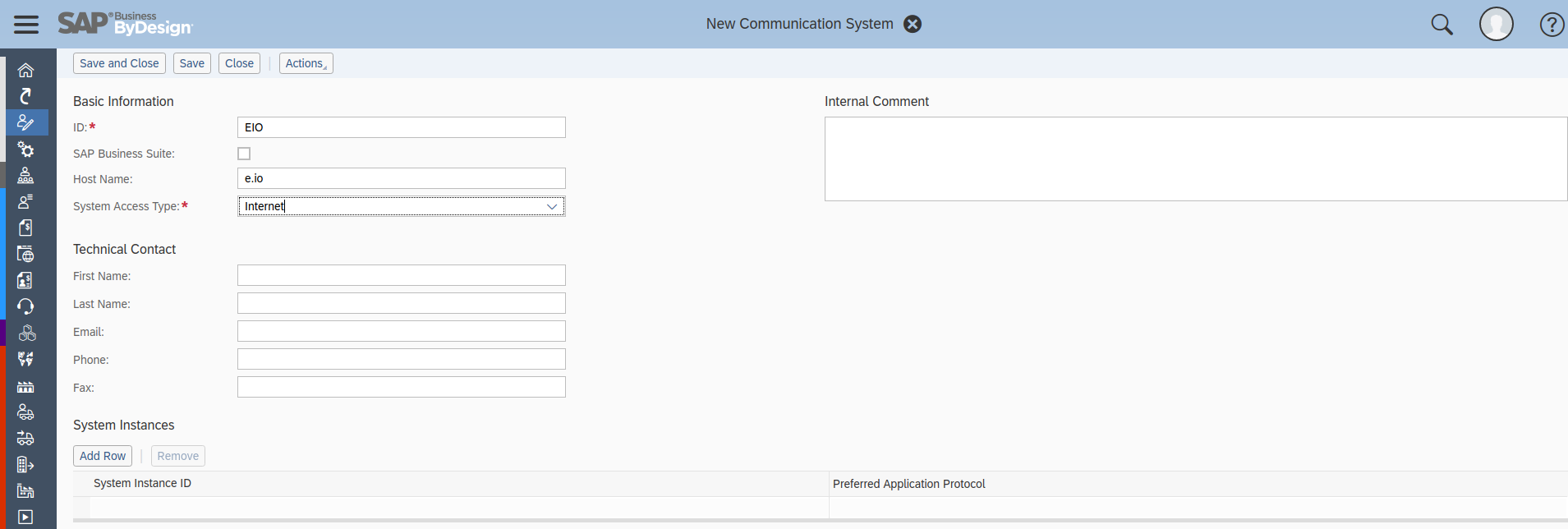 New Service Agent menu